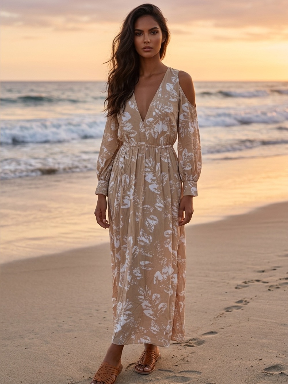 Chic Long Sleeve Floral Dress